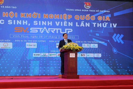 Thủ tướng Chính phủ Phạm Minh Chính dự khai mạc Ngày hội khởi nghiệp Quốc gia của HSSV lần thứ IV tại Trường Đại học Công nghệ GTVT